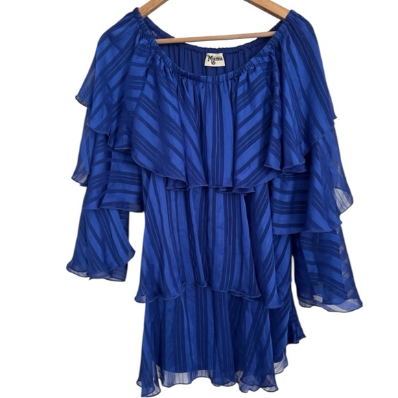 Show Me Your Mumu Romance Ruffle Dress Royal Blue Large - Picture 6 of 6